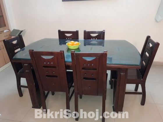 Dining table with six chairs complete set
